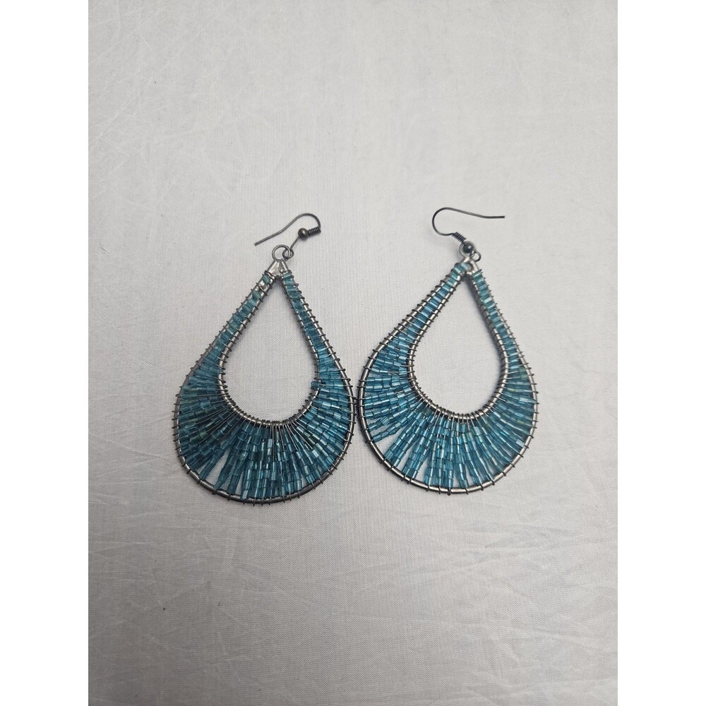 Express Earrings Turquoise Blue Beaded Y2K